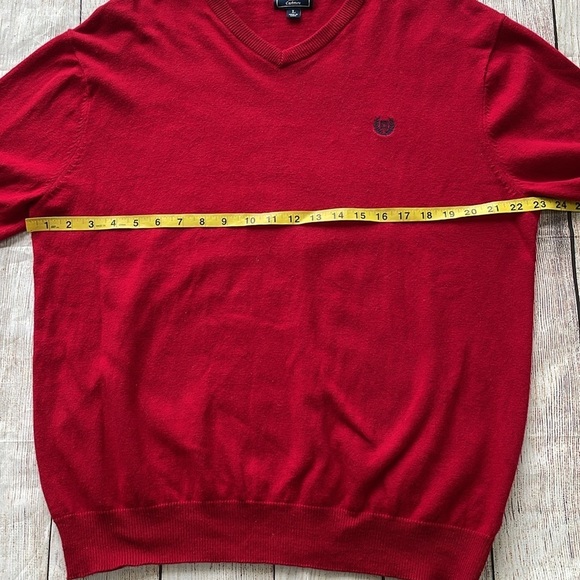 Chaps Mens Cotton & Cashmere Blend V-Neck Sweater Red Size L Soft Preppy - Picture 7 of 13